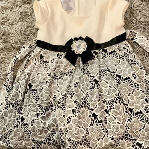 Elegant Cream and Black Lace Kids Dress